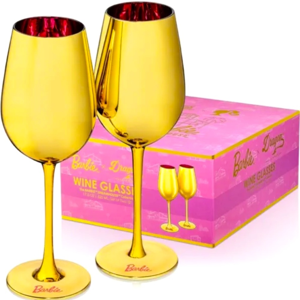 Dragon Glassware x Barbie Wine Glasses, Dreamhouse Collection Set Of 2